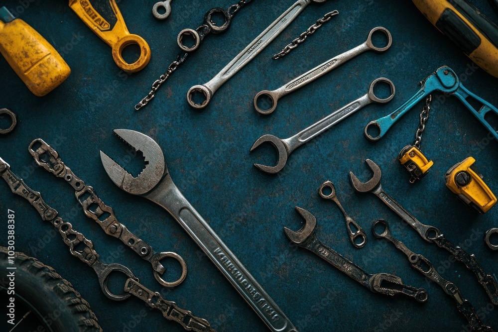 Fototapeta premium Tools on Dark Background for Mechanics and Repair Work