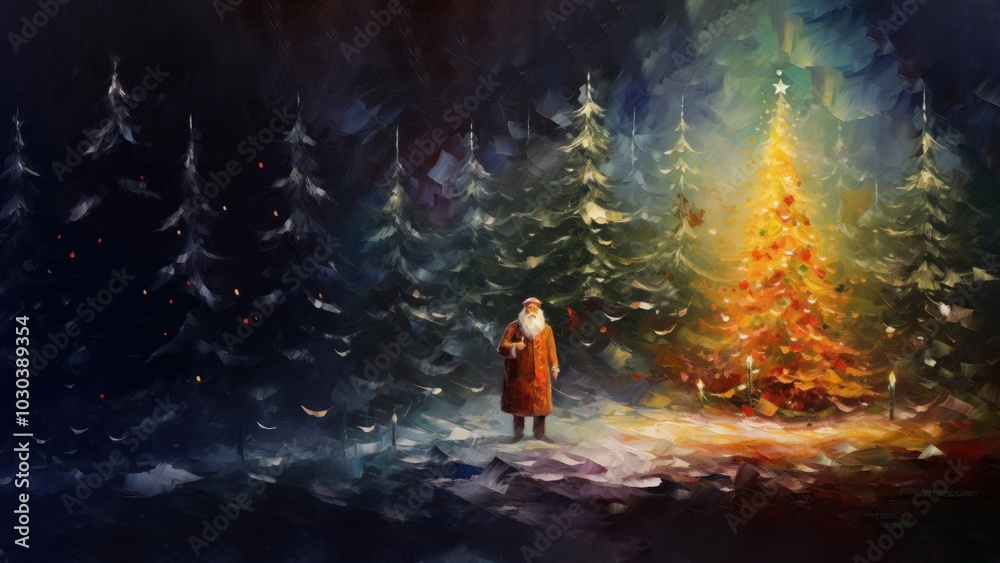 Fototapeta premium Christmas background in impressionist style.