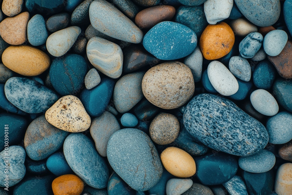 Smooth Pebbles on the Coastline Close Up View Smooth Pebbles on the Coastline Close Up View