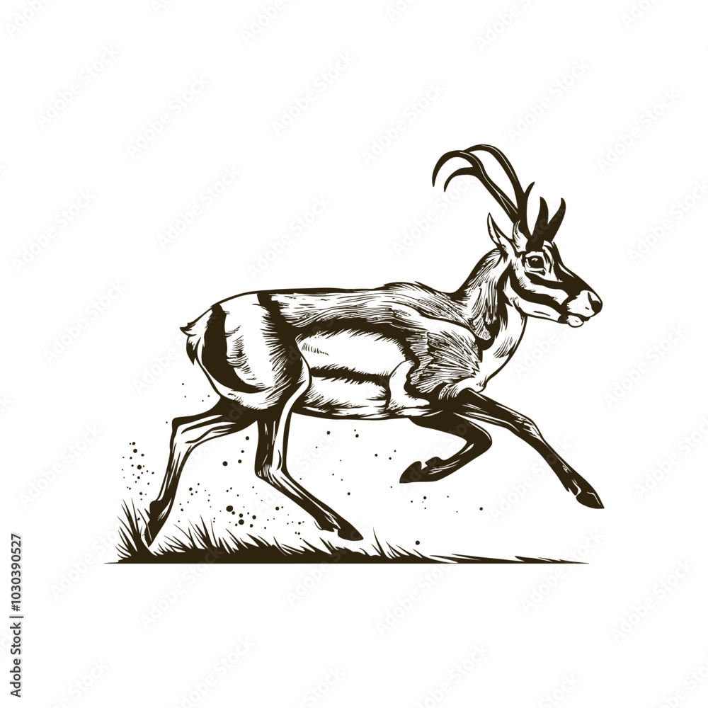 Fototapeta premium Vintage engraving woodcut deer vector illustration art design