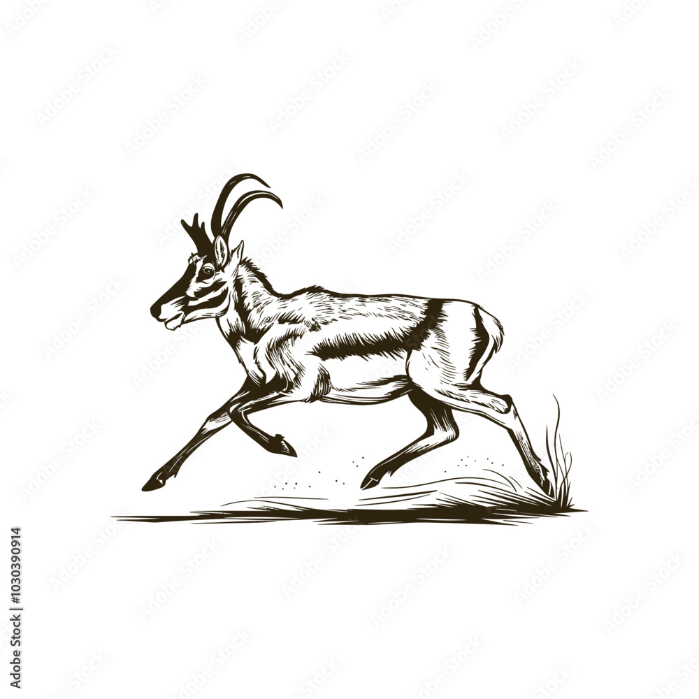 Obraz premium Vintage engraving woodcut deer vector illustration art design