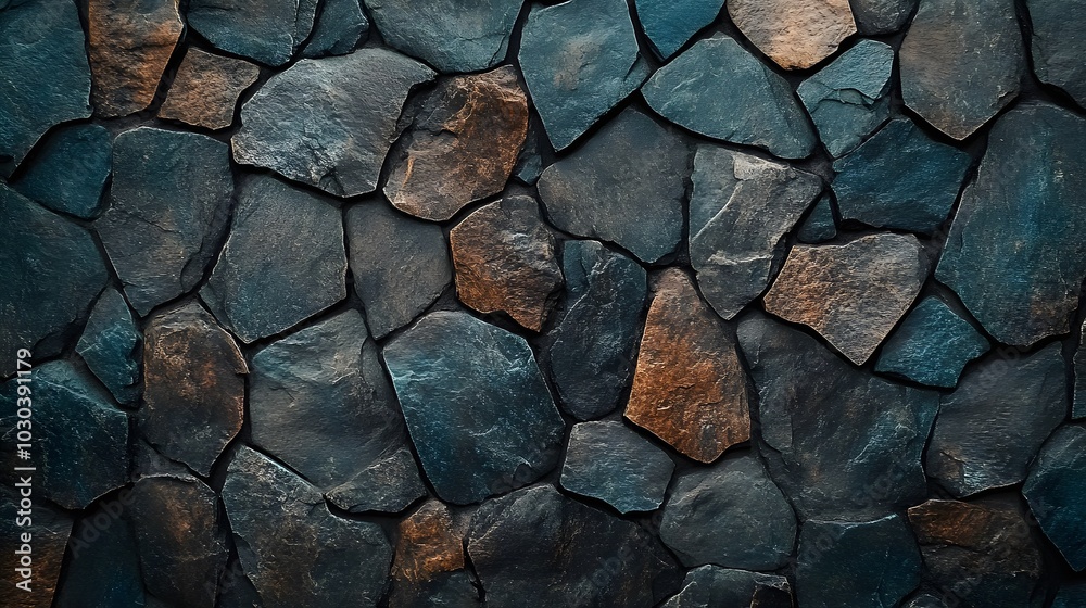 Dark stone wall texture made of irregular-shaped rocks in deep earthy tones. The rustic style features a moody atmosphere, showcasing rich colors and detailed textures. Dark stone wall texture made of irregular-shaped rocks in deep earthy tones. The rustic style features a moody atmosphere, showcasing rich colors and detailed textures.