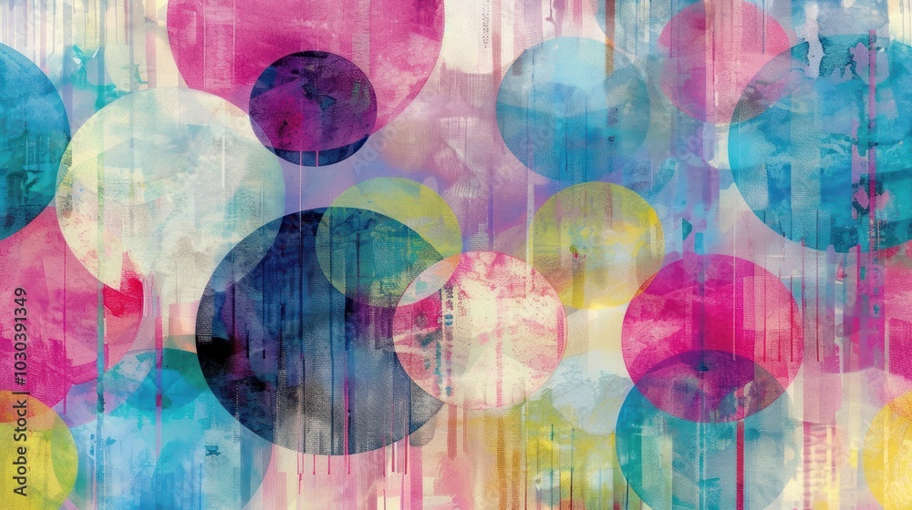 Fototapeta premium Abstract Watercolor Painting with Overlapping Circles