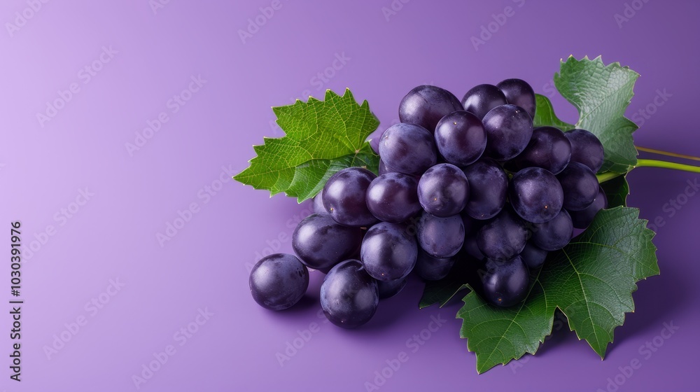 Fototapeta premium Captivating Beauty: Black Wine Grape and Kyoho Grape in Stunning Isolation on a Purple Background (I
