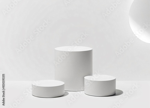 Elegant White Podium Display for Product Presentation in 3D Design