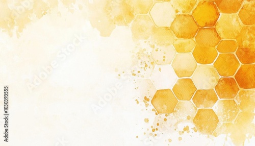 10 honeycombs pattern background, texture element, watercolor style, golden honey hues, subtle brush strokes, isolated on white background,