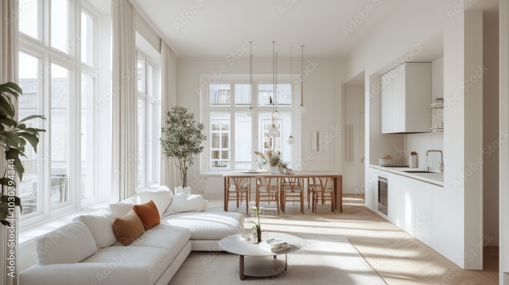 Fototapeta premium Modern Bright Living Room with Natural Light