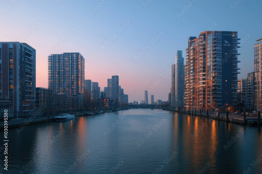 Fototapeta premium Breathtaking City Skyline at Sunset