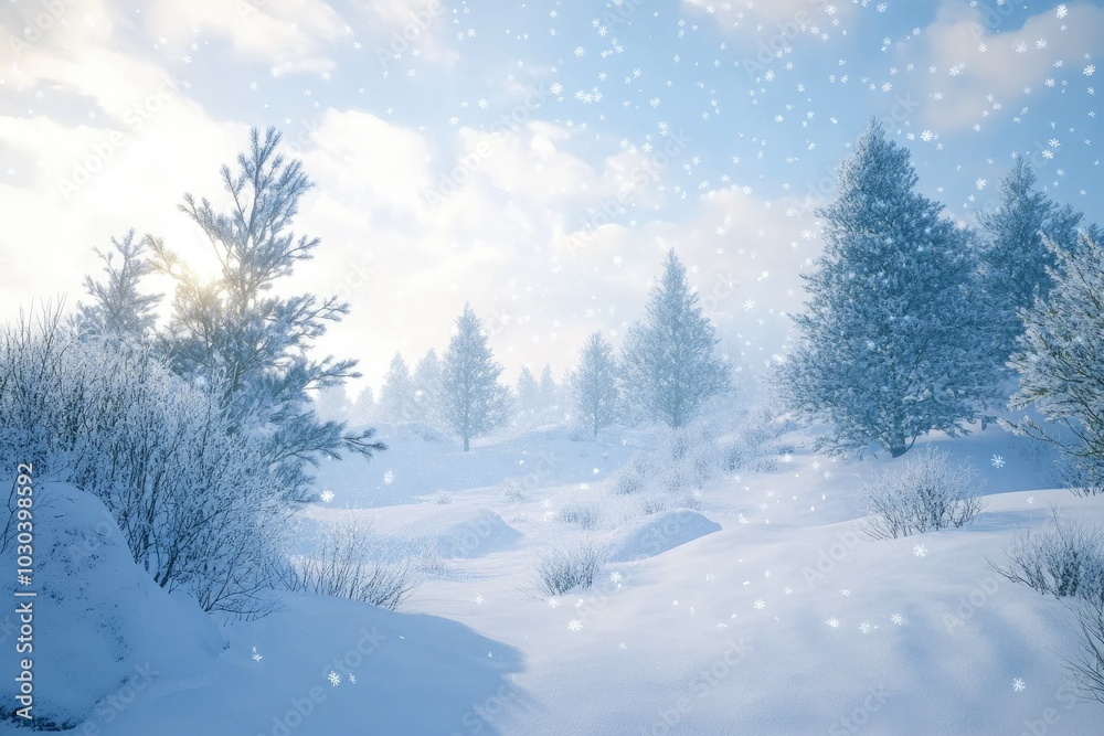 Obraz premium Serene Beauty of Falling Snowflakes in Nature