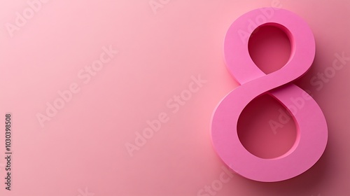 International Women's Day background the number 8 in bold elegant typography against a soft pink gradient Ample blank space for text and additional details