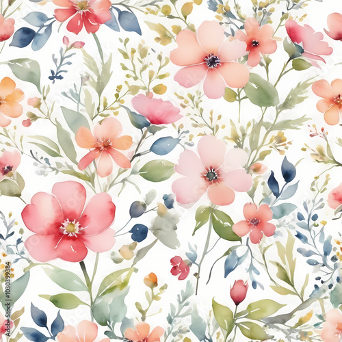 Ditsy Floral Background, Shabby Chic, Cottage Core Surface Pattern design 