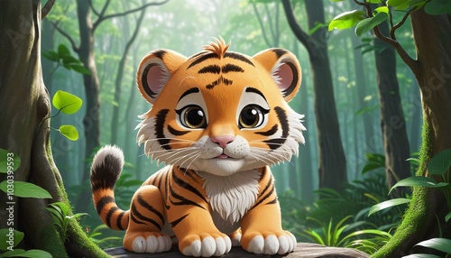 cute cartoon tiger illustration