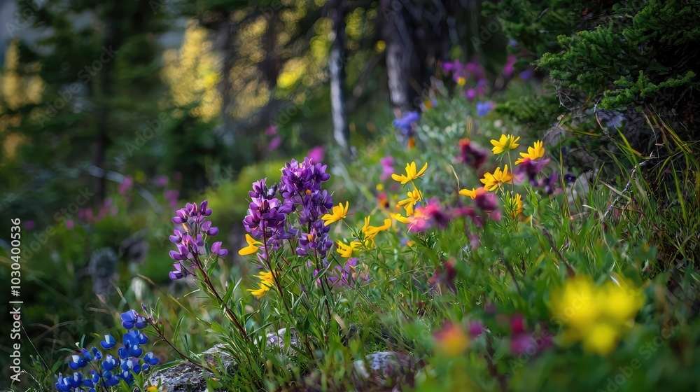Vibrant Wildflowers Blooming in Natural Habitat Vibrant Wildflowers Blooming in Natural Habitat