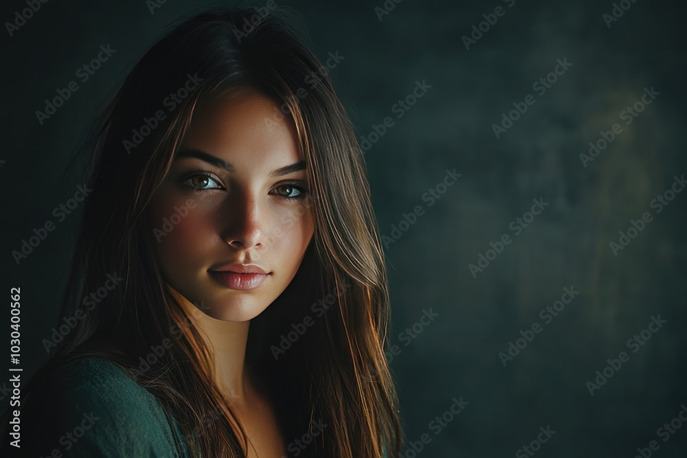 Captivating Portrait of a Woman with Long Hair Captivating Portrait of a Woman with Long Hair