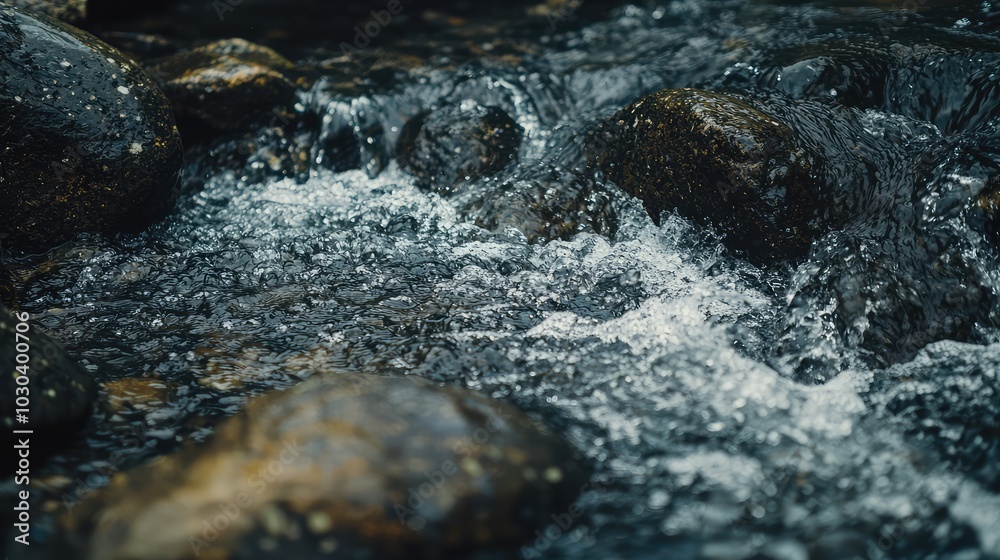 Water Flowing Over Rocky Riverbed Water Flowing Over Rocky Riverbed
