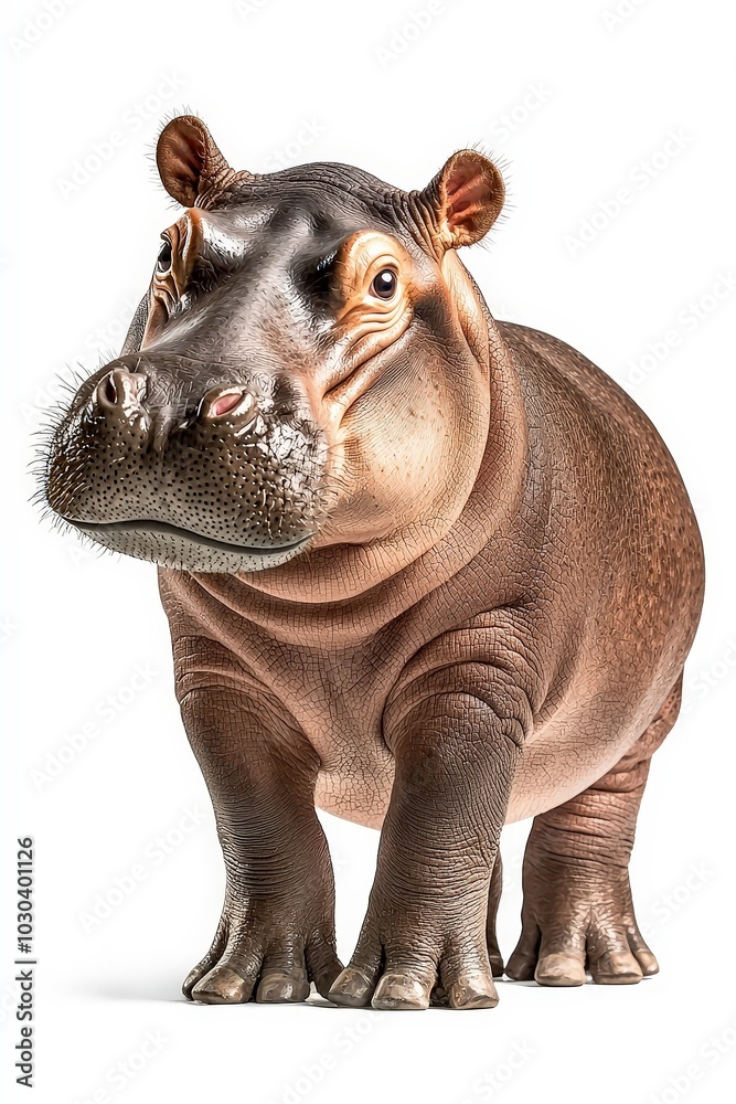 Realistic Hippo Standing in a Studio Environment Realistic Hippo Standing in a Studio Environment