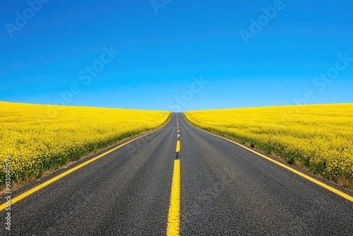 Captivating Road Scene with Yellow Fields