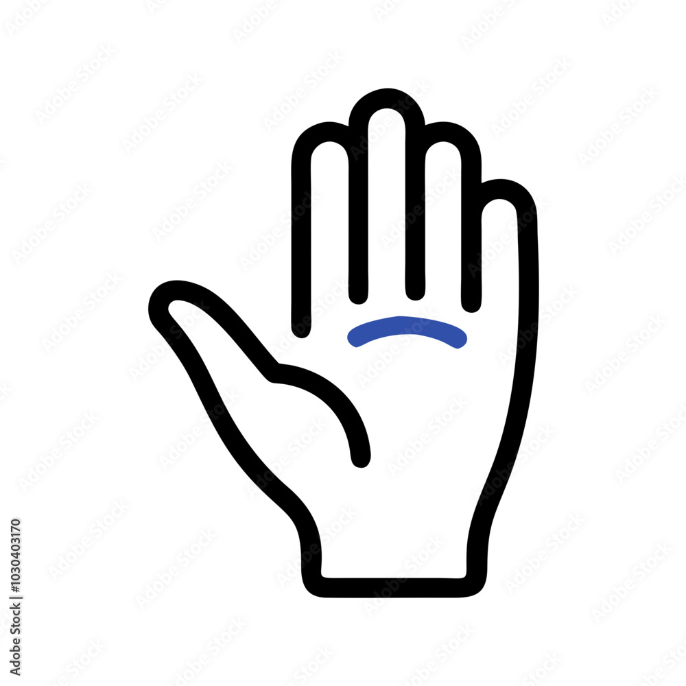 Open Hand Icon in Blue and Black Minimalist Design for Healthcare Assistance Concept Open Hand Icon in Blue and Black Minimalist Design for Healthcare Assistance Concept