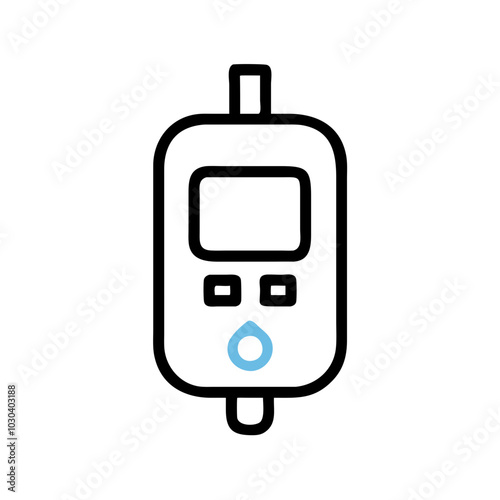 Glucose Meter Icon in Blue and Black Minimalist Design for Diabetes Management