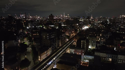 Wallpaper Mural Aerial view of the subway passing through Brooklyn at night Torontodigital.ca