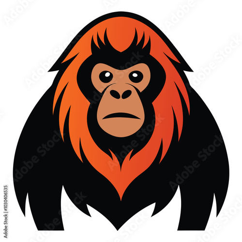 Solid color Tapanuli Orangutan animal vector design