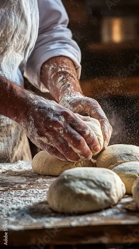 Baker Shaping Fresh Dough for Delicious Breads