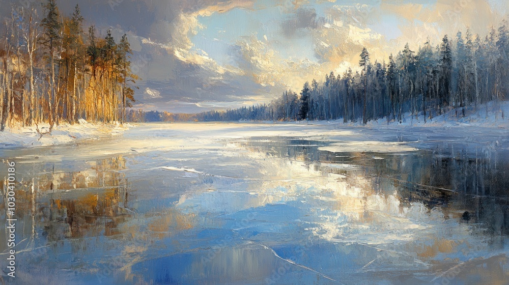 Fototapeta premium Frozen Mirror, Frozen lakes