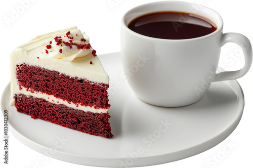 cake with coffee isolated white background