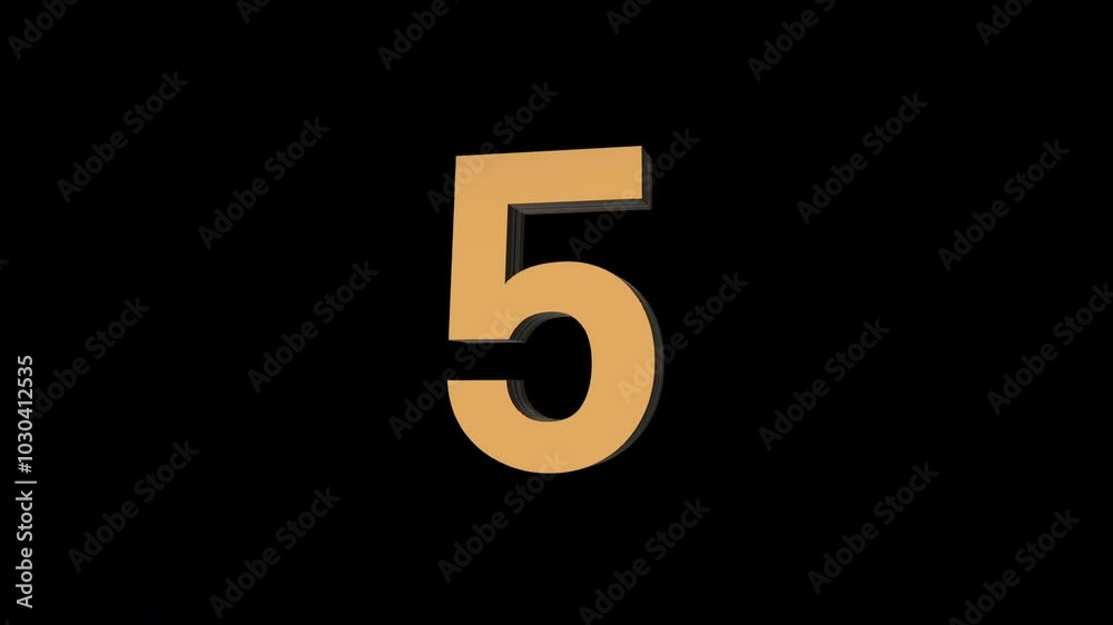 Five 3d animation on black background. high resolution video 4K Five 3d animation on black background. high resolution video 4K