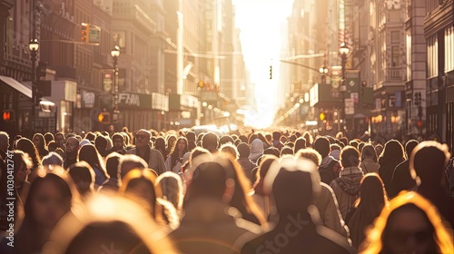 Large crowd of people walking in city street during daytime.