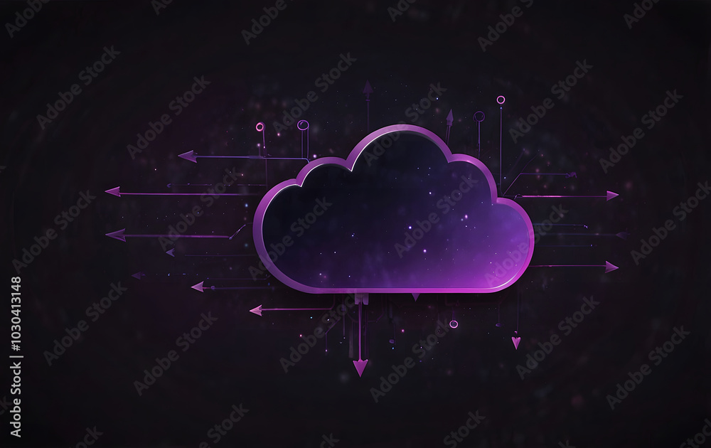Cloud Computing and Data Storage, A Glowing Blue Icon on Circuit Board