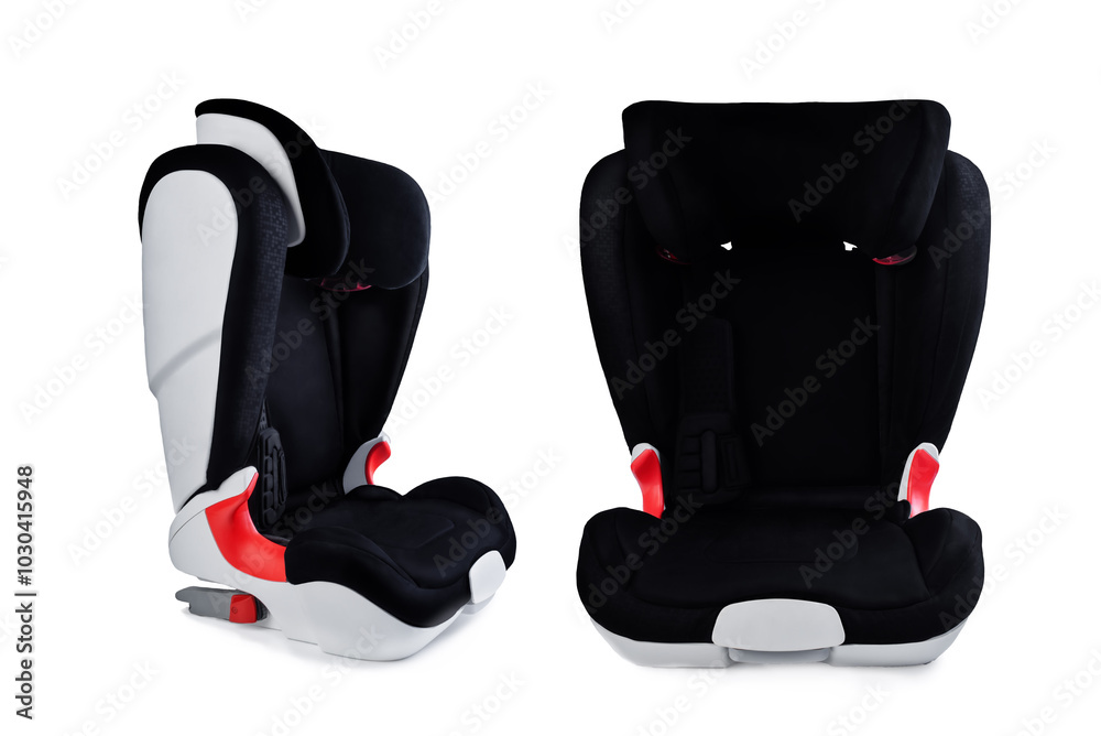 Naklejka premium Baby car safety seat on a white isolated background