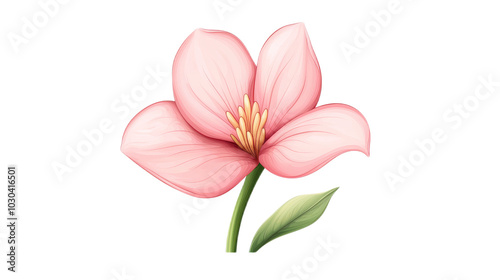 Elegant Maranta Flower Illustration in Soft Pink Shades