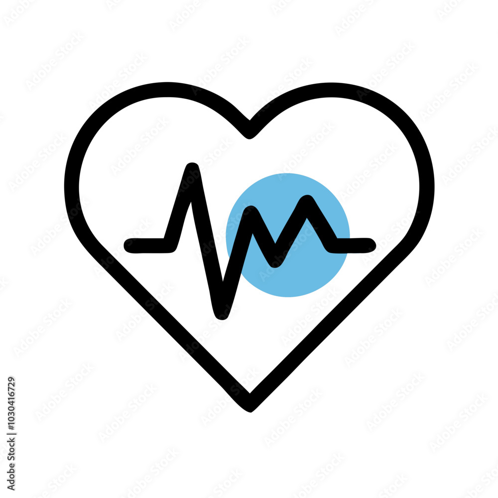 Stylized blue and black heart with ECG line representing cardiovascular health Stylized blue and black heart with ECG line representing cardiovascular health