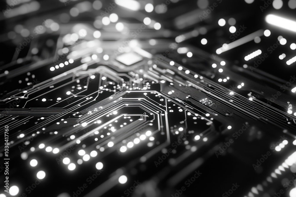 Obraz premium Abstract Computer Circuit Board Wallpaper Background for Tech Design Projects.