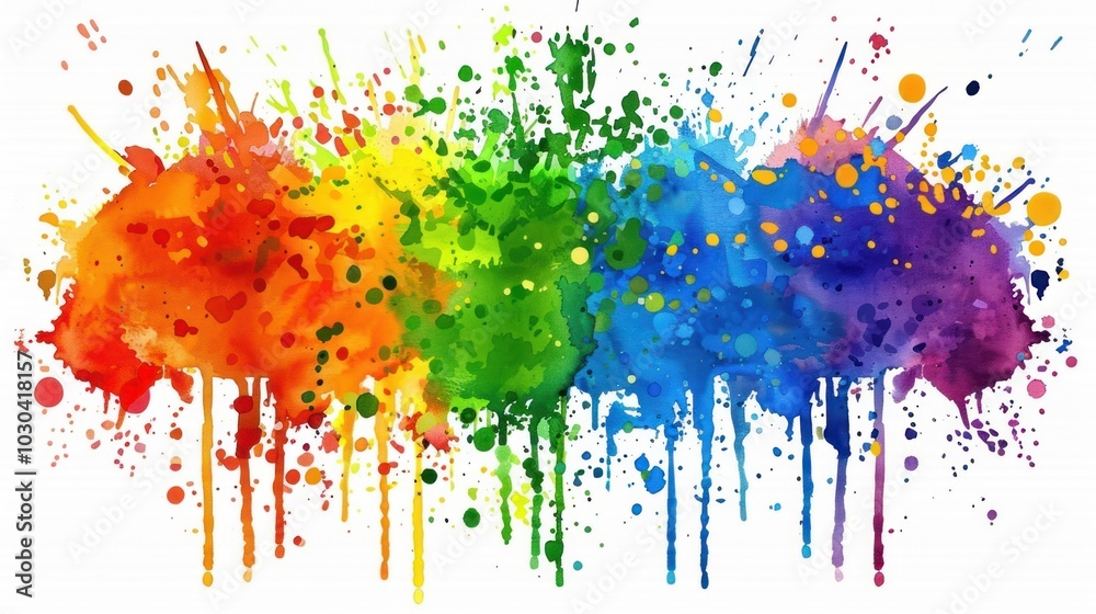 Fototapeta premium Watercolor Rainbow Splashes and Drips