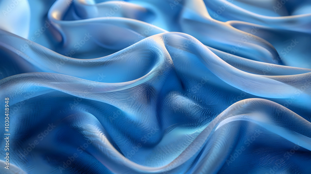 Obraz premium Abstract Blue Wavy 3D Background