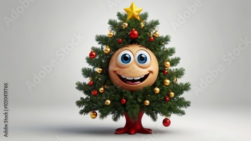 Happy christmas tree emoji wishing happy holidays