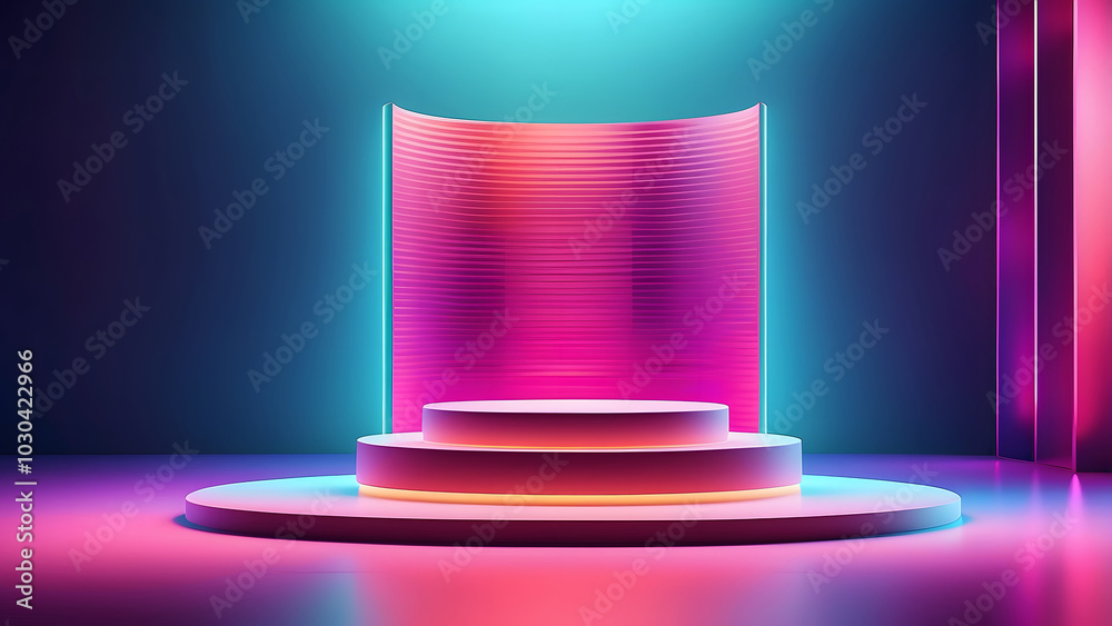Stunning Neon Lights and Podium Design for Eye-Catching Product Display Stunning Neon Lights and Podium Design for Eye-Catching Product Display