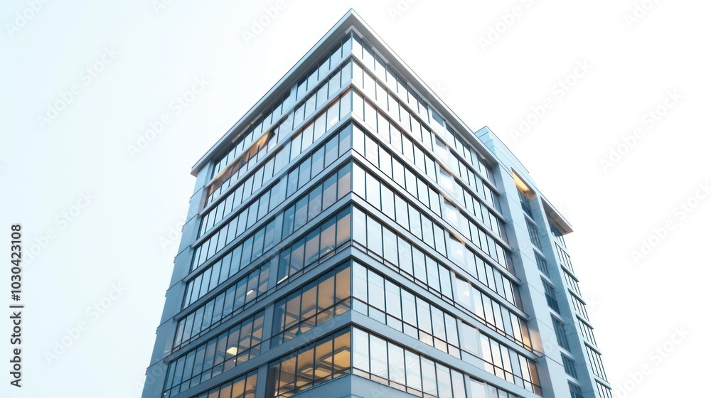 Tall office building realistic image on white background Tall office building realistic image on white background