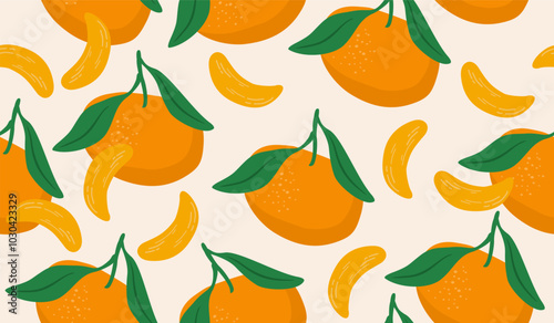 Cute orange fruits pattern background vector design