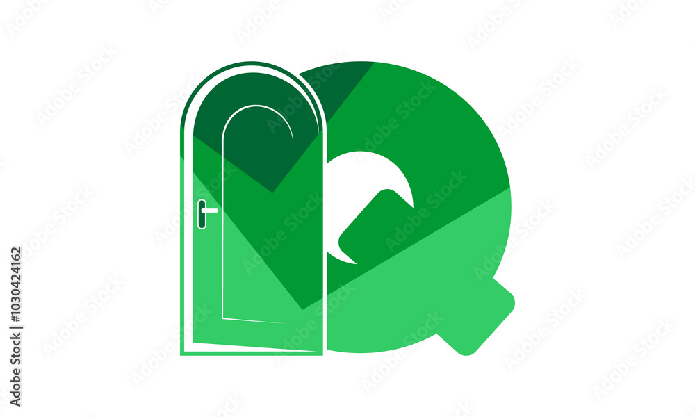 Letter Q alphabet with arch door illustration design vector Letter Q alphabet with arch door illustration design vector