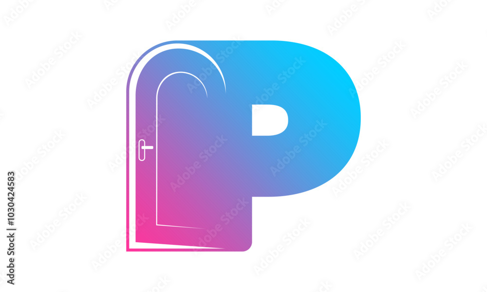 Letter P alphabet with arch door illustration design vector Letter P alphabet with arch door illustration design vector