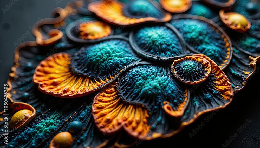 Fototapeta premium Close-Up of a Butterfly Wing Showing Detailed Texture and Vibrant Color Patterns