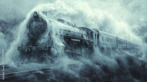 Steam Locomotive in the Mist