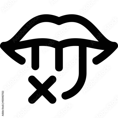 Simple vector icon tongue, mouth