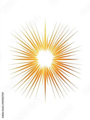 Minimalistic Stylized Radiant Sun with Geometric Sharp Rays in Digital Graphic Art Design