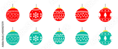decoration ball for christmas doodle hand drawing red and blue color ornament