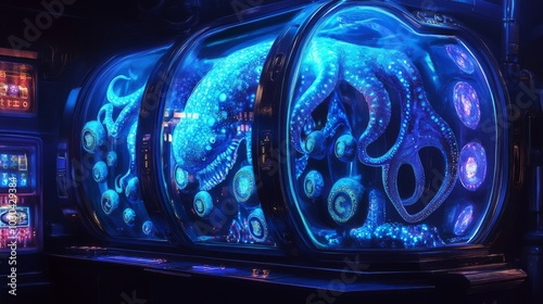 Pressureresistant slot machine in deepsea bathysphere theme photo