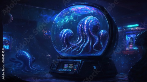 Pressureresistant slot machine in deepsea bathysphere theme photo